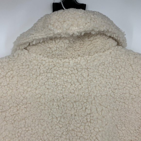 Blank NYC Jacket Faux Sherpa Leather Trim Beige Brown Full Zip - Picture 13 of 15